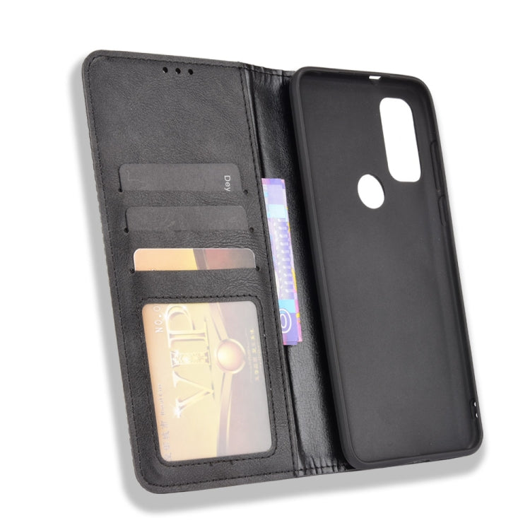 Magnetic Buckle Retro Crazy Horse Texture Horizontal Flip Phone Leather Case with Holder & Card Slots & Photo Frame, Compatible with Motorola G Pure