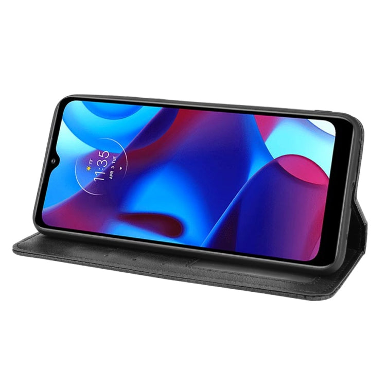 Magnetic Buckle Retro Crazy Horse Texture Horizontal Flip Phone Leather Case with Holder & Card Slots & Photo Frame, Compatible with Motorola G Pure