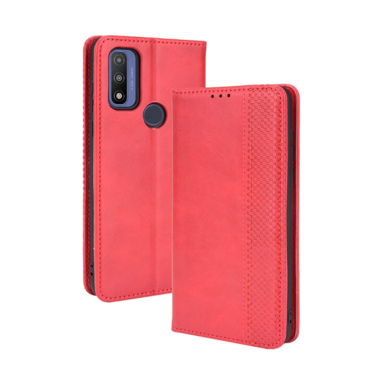 Magnetic Buckle Retro Crazy Horse Texture Horizontal Flip Phone Leather Case with Holder & Card Slots & Photo Frame, Compatible with Motorola G Pure