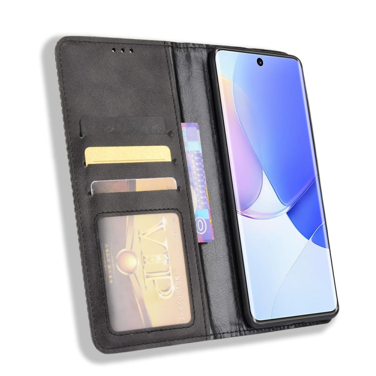 Magnetic Buckle Retro Crazy Horse Texture Horizontal Flip Phone Leather Case with Holder & Card Slots & Photo Frame, Compatible with Huawei nova 9