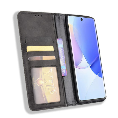 Magnetic Buckle Retro Crazy Horse Texture Horizontal Flip Phone Leather Case with Holder & Card Slots & Photo Frame, Compatible with Huawei nova 9