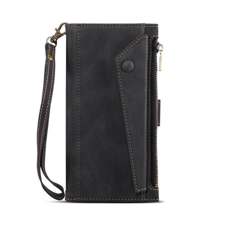 Retro Frosted Leather Phone Case with Holder & Card Slot & Wallet & Zipper Pocket & Lanyard, Compatible with Google Pixel 6