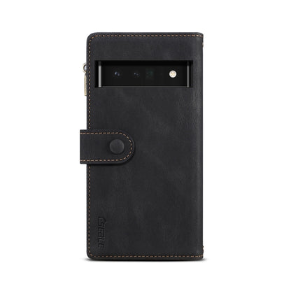 Retro Frosted Leather Phone Case with Holder & Card Slot & Wallet & Zipper Pocket & Lanyard, Compatible with Google Pixel 6