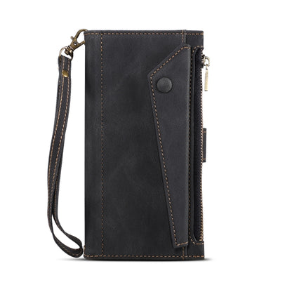 Retro Frosted Leather Phone Case with Holder & Card Slot & Wallet & Zipper Pocket & Lanyard, Compatible with Google Pixel 6 Pro