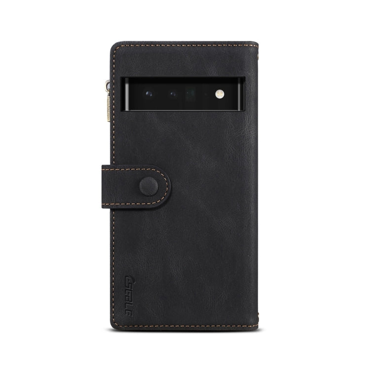 Retro Frosted Leather Phone Case with Holder & Card Slot & Wallet & Zipper Pocket & Lanyard, Compatible with Google Pixel 6 Pro
