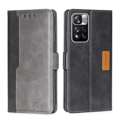 Retro Texture Contrast Color Side Buckle Horizontal Flip Leather Phone Case with Holder & Card Slots & Wallet