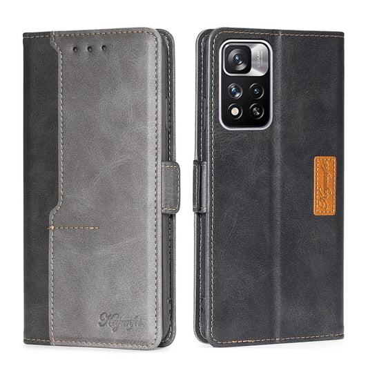 Retro Texture Contrast Color Side Buckle Horizontal Flip Leather Phone Case with Holder & Card Slots & Wallet