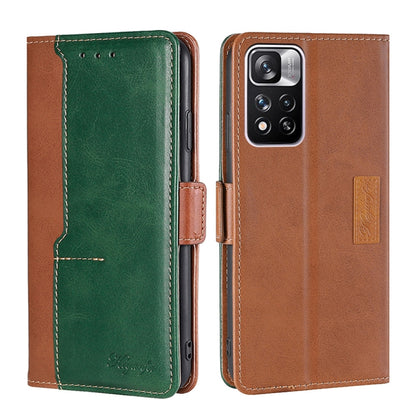 Retro Texture Contrast Color Side Buckle Horizontal Flip Leather Phone Case with Holder & Card Slots & Wallet