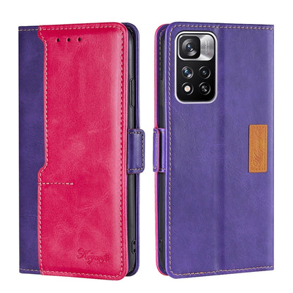 Retro Texture Contrast Color Side Buckle Horizontal Flip Leather Phone Case with Holder & Card Slots & Wallet
