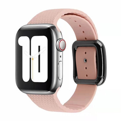 Black Buckle Silicone Watchband Compatible with Apple Watch Series, 7 41mm / 6&SE&5&4 40mm / 3&2&1 38mm