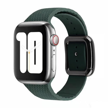 Black Buckle Silicone Watchband Compatible with Apple Watch Series, 7 41mm / 6&SE&5&4 40mm / 3&2&1 38mm