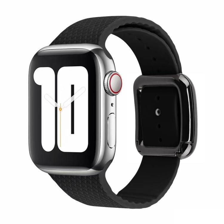 Black Buckle Silicone Watchband Compatible with Apple Watch Series, 7 41mm / 6&SE&5&4 40mm / 3&2&1 38mm