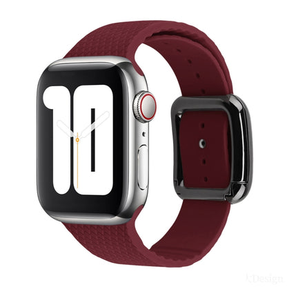 Black Buckle Silicone Watchband Compatible with Apple Watch Series, 7 45mm / 6&SE&5&4 44mm / 3&2&1 42mm