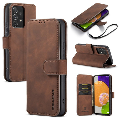 DG.MING Retro Oil Side Horizontal Flip Leather Case with Holder & Card Slots & Wallet, Compatible with Samsung Galaxy A53 5G