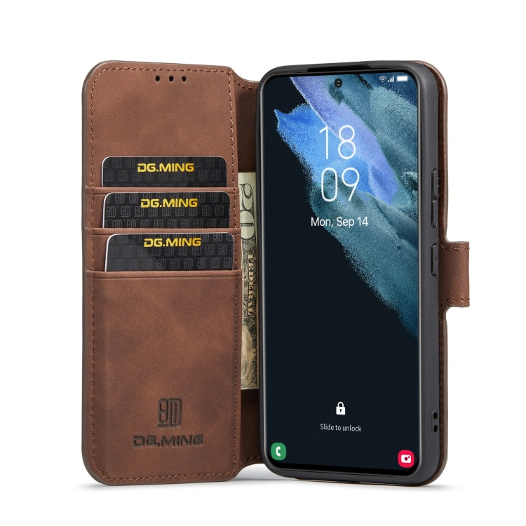 DG.MING Retro Oil Side Horizontal Flip Leather Case with Holder & Card Slots & Wallet, Compatible with Samsung Galaxy S22+