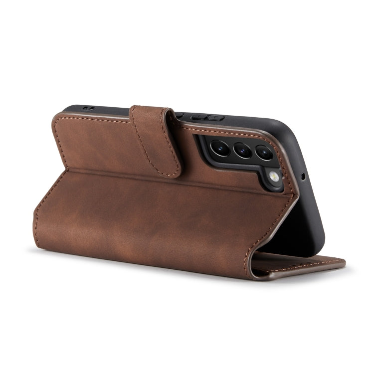 DG.MING Retro Oil Side Horizontal Flip Leather Case with Holder & Card Slots & Wallet, Compatible with Samsung Galaxy S22+