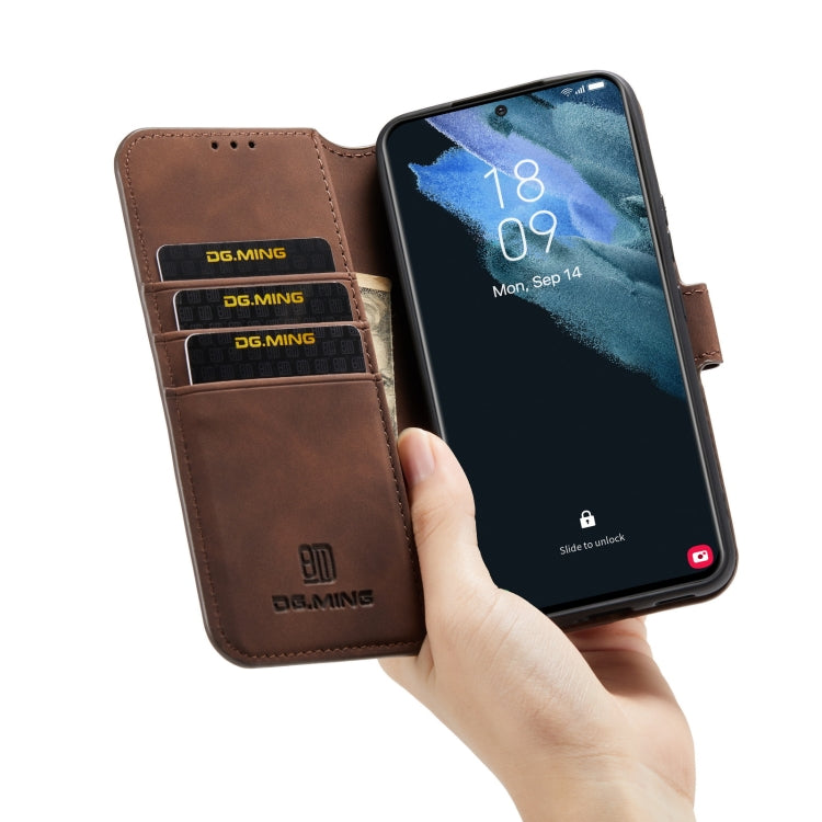 DG.MING Retro Oil Side Horizontal Flip Leather Case with Holder & Card Slots & Wallet, Compatible with Samsung Galaxy S22+