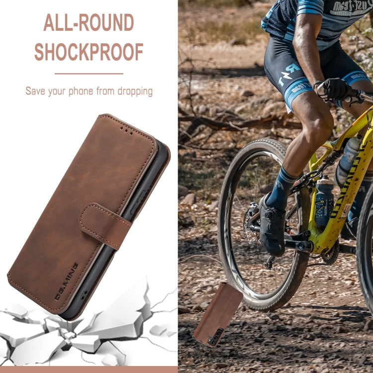 DG.MING Retro Oil Side Horizontal Flip Leather Case with Holder & Card Slots & Wallet, Compatible with Samsung Galaxy S22+