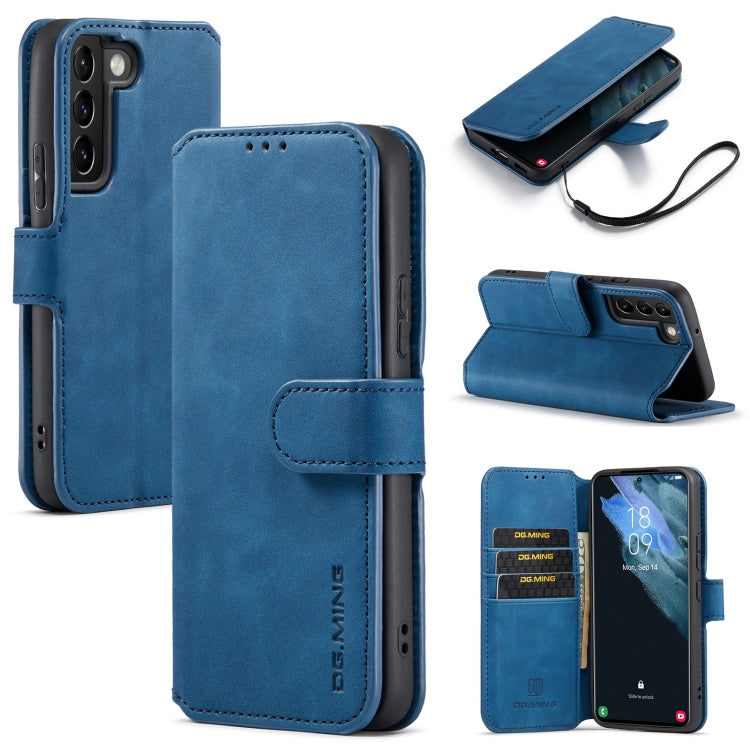 DG.MING Retro Oil Side Horizontal Flip Leather Case with Holder & Card Slots & Wallet, Compatible with Samsung Galaxy S22+