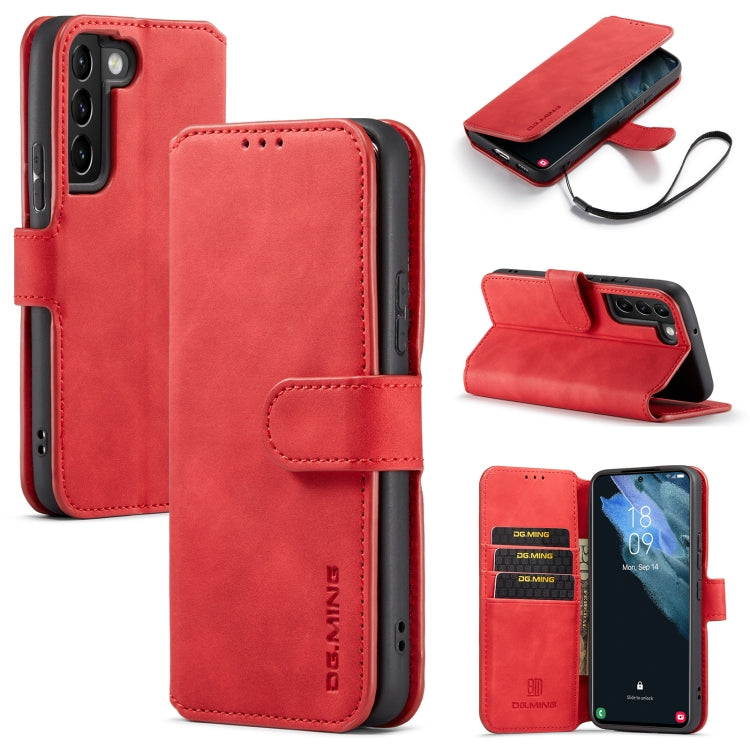 DG.MING Retro Oil Side Horizontal Flip Leather Case with Holder & Card Slots & Wallet, Compatible with Samsung Galaxy S22+
