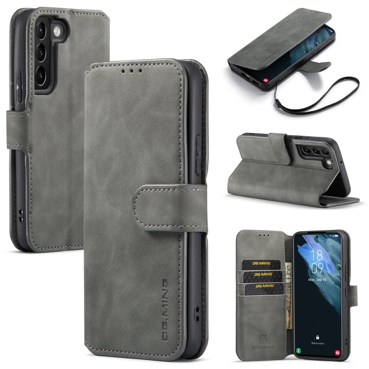 DG.MING Retro Oil Side Horizontal Flip Leather Case with Holder & Card Slots & Wallet, Compatible with Samsung Galaxy S22+