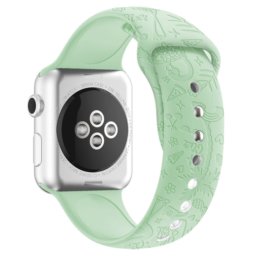 Flamingo Embossing Silicone Watchband Compatible with Apple Watch Series, 7 41mm / 6&SE&5&4 40mm / 3&2&1 38mm