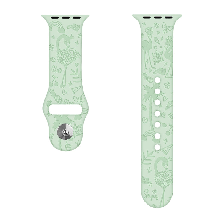 Flamingo Embossing Silicone Watchband Compatible with Apple Watch Series, 7 41mm / 6&SE&5&4 40mm / 3&2&1 38mm