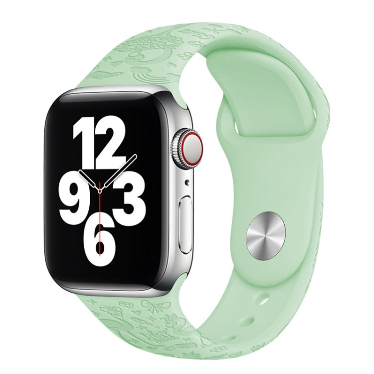 Flamingo Embossing Silicone Watchband Compatible with Apple Watch Series, 7 41mm / 6&SE&5&4 40mm / 3&2&1 38mm