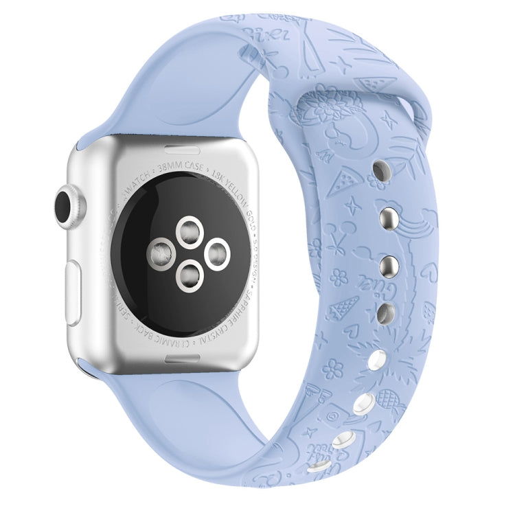 Flamingo Embossing Silicone Watchband Compatible with Apple Watch Series, 7 41mm / 6&SE&5&4 40mm / 3&2&1 38mm