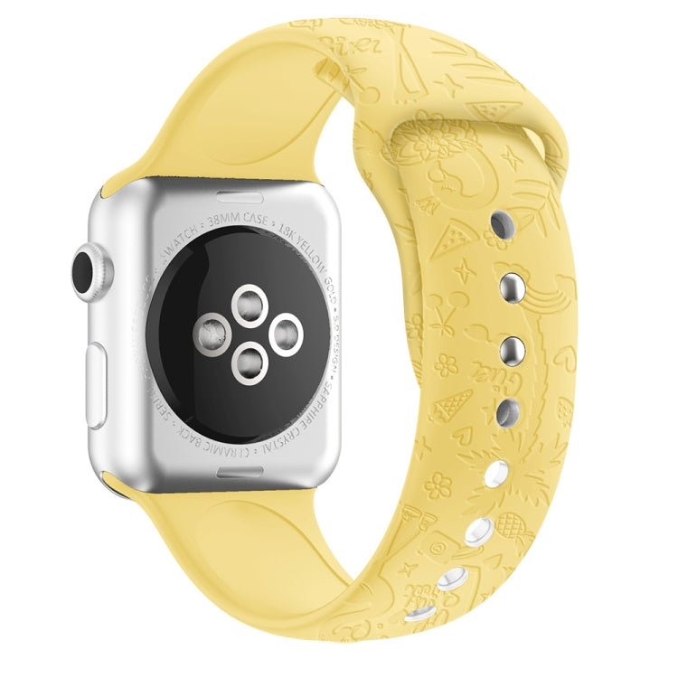 Flamingo Embossing Silicone Watchband Compatible with Apple Watch Series, 7 41mm / 6&SE&5&4 40mm / 3&2&1 38mm