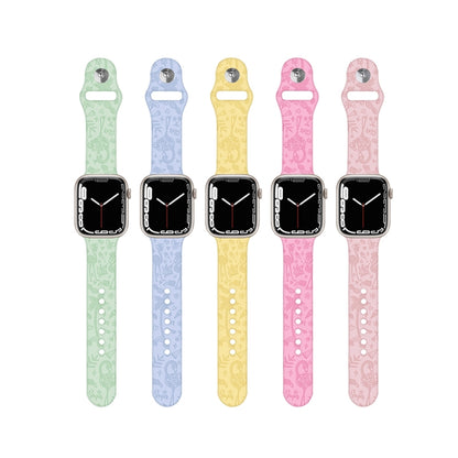 Flamingo Embossing Silicone Watchband Compatible with Apple Watch Series, 7 41mm / 6&SE&5&4 40mm / 3&2&1 38mm