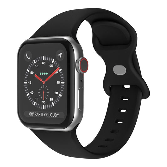 Butterfly Buckle Silicone Watchband, Size: S Compatible with Apple Watch Series, 7 45mm / 6&SE&5&4 44mm / 3&2&1 42mm