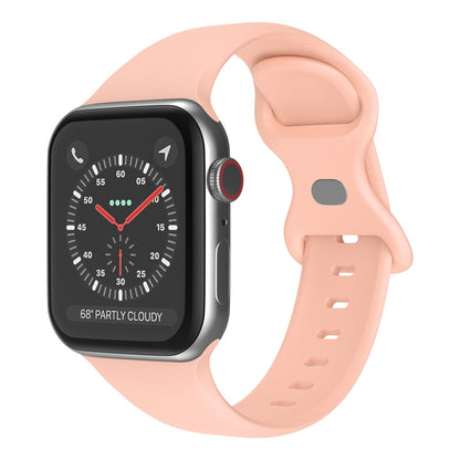 Butterfly Buckle Silicone Watchband, Size: L Compatible with Apple Watch Series, 7 41mm / 6&SE&5&4 40mm / 3&2&1 38mm