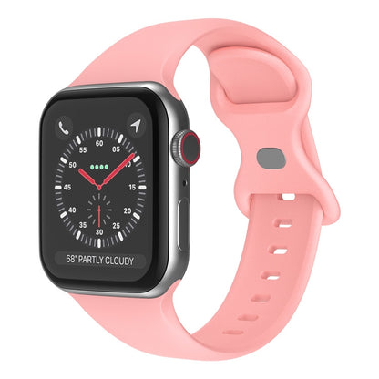 Butterfly Buckle Silicone Watchband, Size: L Compatible with Apple Watch Series, 7 41mm / 6&SE&5&4 40mm / 3&2&1 38mm