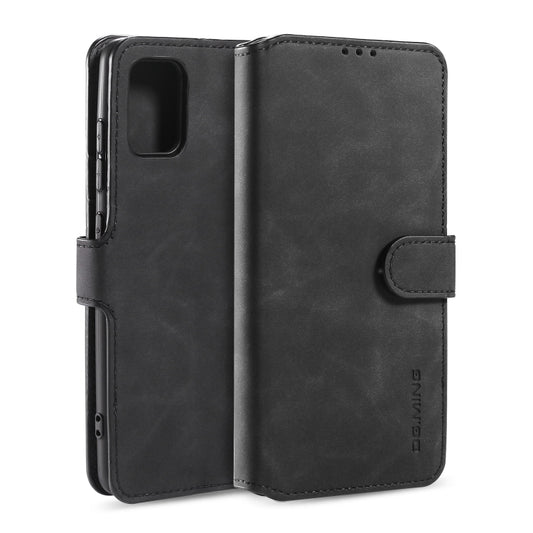 DG.MING Retro Oil Side Horizontal Flip Case with Holder & Card Slots & Wallet, Compatible with Galaxy A51