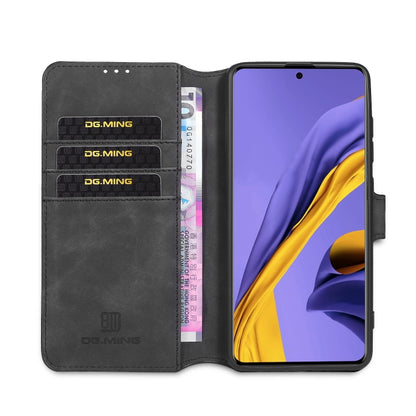 DG.MING Retro Oil Side Horizontal Flip Case with Holder & Card Slots & Wallet, Compatible with Galaxy A71