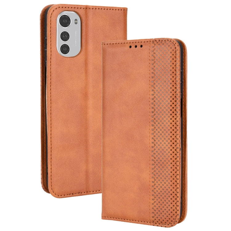 Magnetic Buckle Retro Crazy Horse Leather Phone Case, Compatible with Motorola Moto G22 / E32s 4G