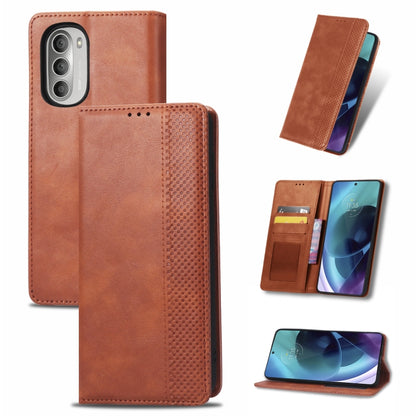 Magnetic Buckle Retro Crazy Horse Leather Phone Case, Compatible with Motorola Moto G52j 5G