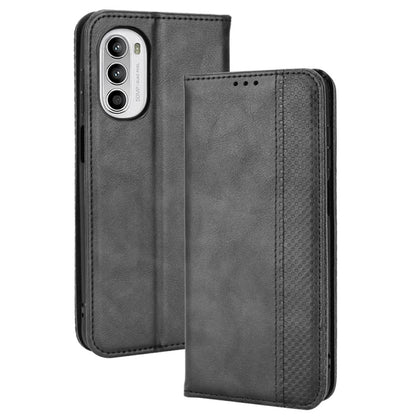 Magnetic Buckle Retro Crazy Horse Leather Phone Case, Compatible with Motorola Moto G71s/G82 5G/G52 4G