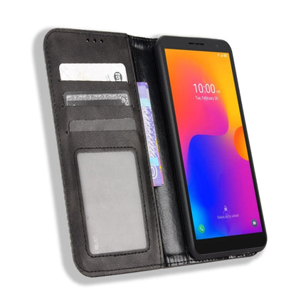 Magnetic Buckle Retro Crazy Horse Leather Phone Case, Compatible with TCL 303 / Alcatel 1B 2022