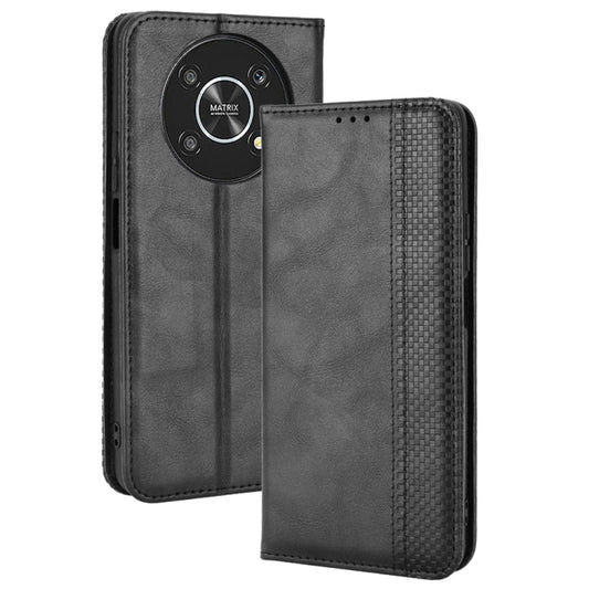 Magnetic Buckle Retro Crazy Horse Leather Phone Case, Compatible with Honor X9 5G / Magic4 Lite / X30