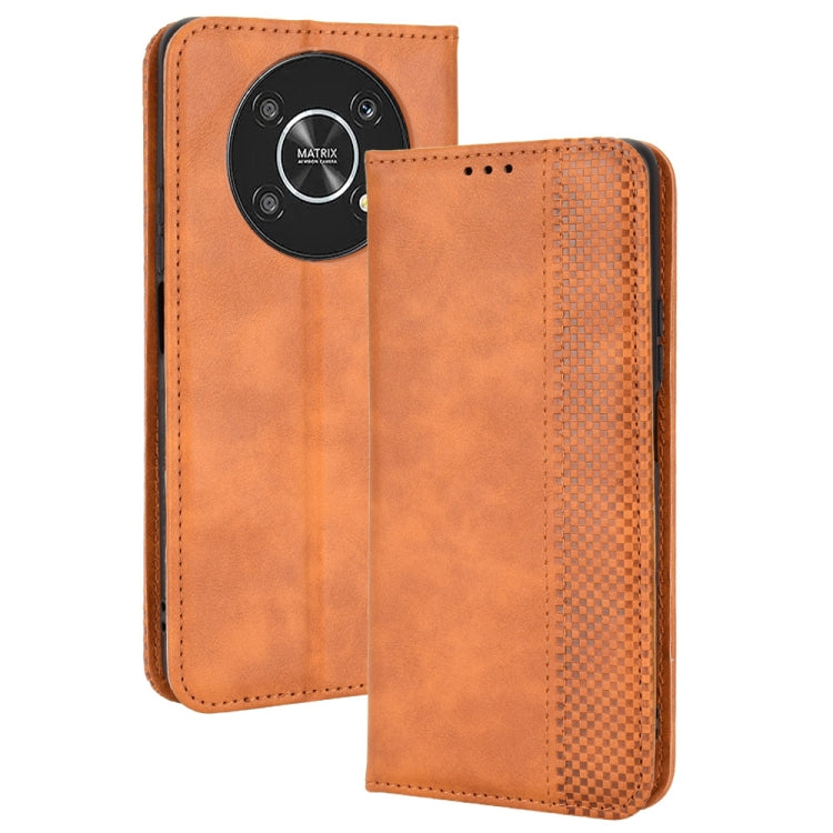 Magnetic Buckle Retro Crazy Horse Leather Phone Case, Compatible with Honor X9 5G / Magic4 Lite / X30