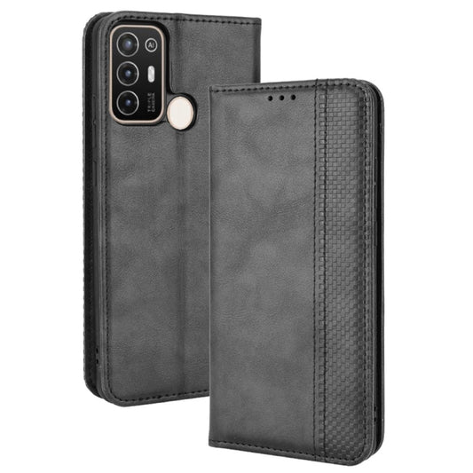 Magnetic Buckle Retro Crazy Horse Leather Phone Case, Compatible with ZTE Blade A52