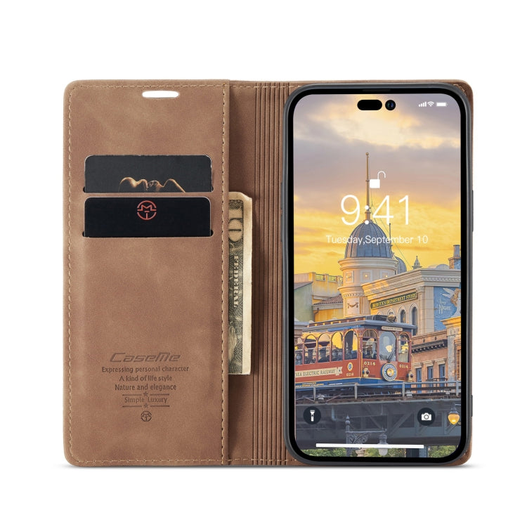 CaseMe-013 Multifunctional Retro Frosted Leather Phone Case, Compatible with iPhone 14 Pro