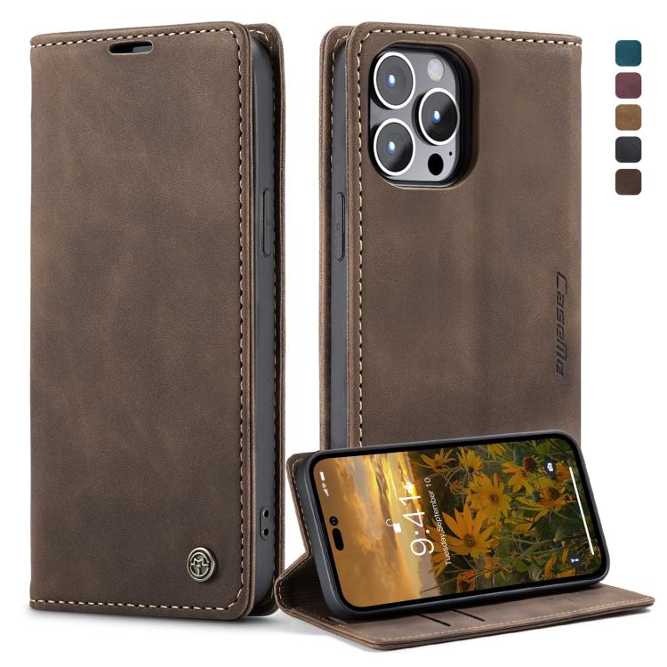 CaseMe-013 Multifunctional Retro Frosted Leather Phone Case, Compatible with iPhone 14 Pro Max