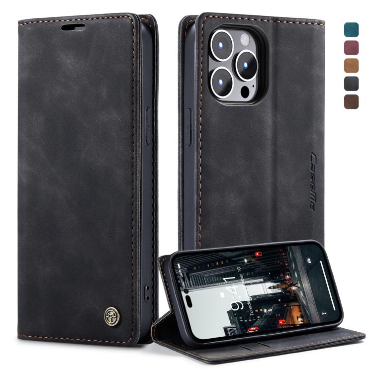 CaseMe-013 Multifunctional Retro Frosted Leather Phone Case, Compatible with iPhone 14 Pro Max