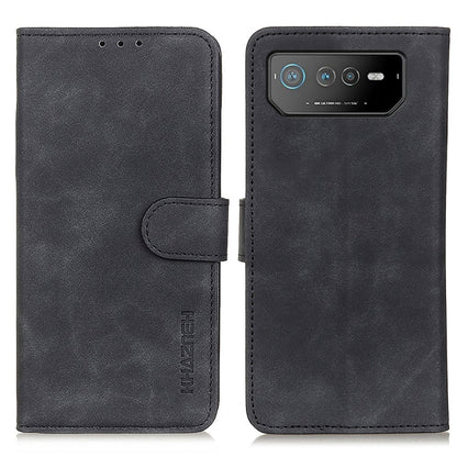 KHAZNEH Retro Texture Leather Phone Case, Compatible with Asus ROG Phone 6