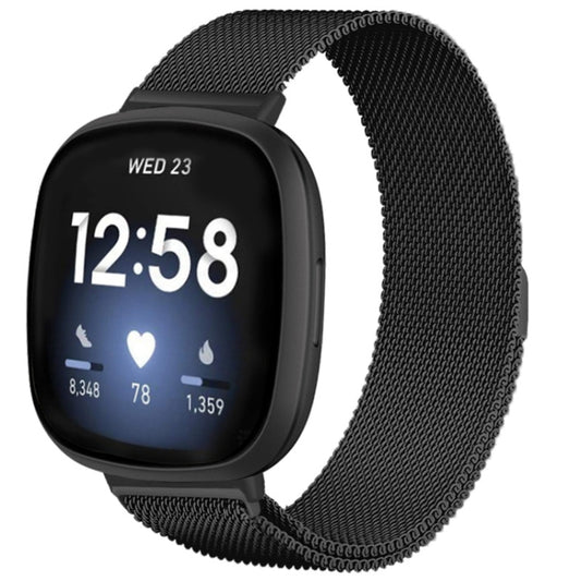20mm Milanese Magnetic Metal Split Buckle Watch Band, Compatible with Fitbit Versa 4 / Versa 3