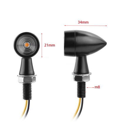 Compatible with Kawasaki / Suzuki / Yamaha / Honda T-S002 1 Pair Motorcycle LED Mini Turn Signal Metal Retro Signal Light, Compatible with Kawasaki / Suzuki / Yamaha / Honda