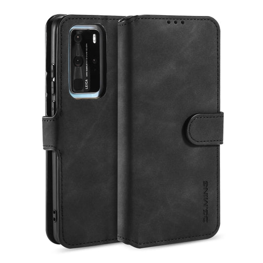 DG.MING Retro Oil Side Horizontal Flip Case with Holder & Card Slots & Wallet, Compatible with Huawei P40 Pro